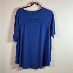 By Chico’s Knit Blouse Women’s Size XL Key Hole Neck Short Sleeve Loose Fit Tee